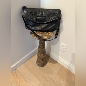 90s Vintage VALENTINO - new black leather purse